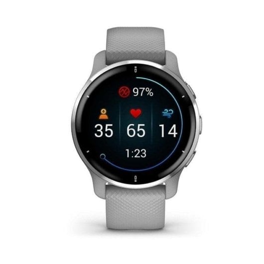 Garmin Venu 2 Plus GPS WiFi NFC 43mm AMOLED Silber Grau M Wasserdicht 5ATM SpO2