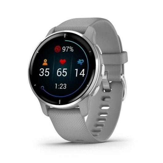 Garmin Venu 2 Plus GPS WiFi NFC 43mm AMOLED Silber Grau M Wasserdicht 5ATM SpO2