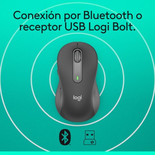 Logitech Signature M650 Ratón Bluetooth para Manos Pequeñas a Medianas, Clics Silenciosos Gris