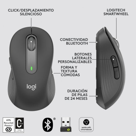 Logitech Signature M650 L Ratón Óptico Inalámbrico 2000DPI Gris