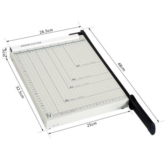Homcom Cortador de Papel A4 Guillotina Profesional Capacidad 12 Hojas con Regla