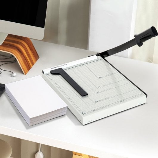 Homcom Cortador de Papel A4 Guillotina Profesional Capacidad 12 Hojas con Regla