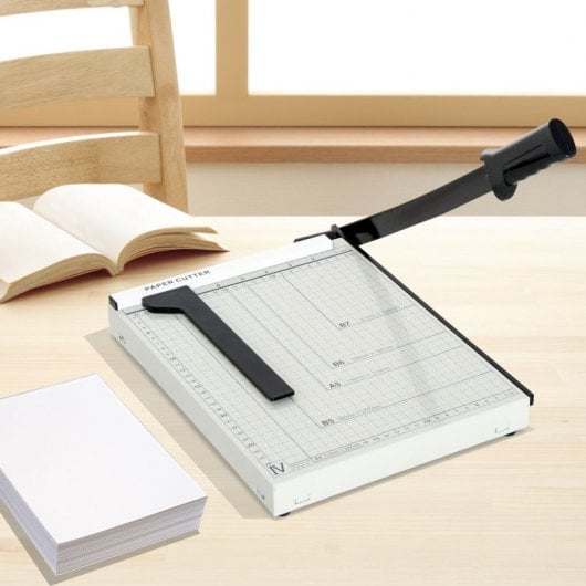 Homcom Cortador de Papel A4 Guillotina Profesional Capacidad 12 Hojas con Regla