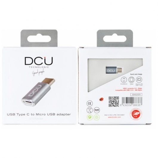 DCU Adaptador MicroUSB para USB-C Cinzento
