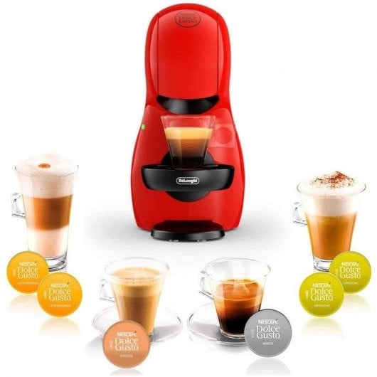 Cafeteira Cápsulas DeLonghi Piccolo XS 0,8L 15 bar Auto-Off Compacta Vermelha