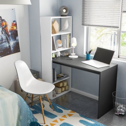 Habitdesign Duplo Mesa de Escritorio con Estantería