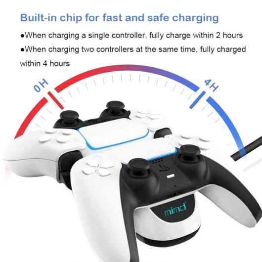 Klack CargkPS5 Cargador Dual para Mandos PS5 Blanco