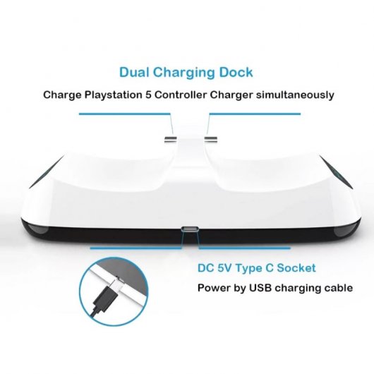 Klack CargkPS5 Cargador Dual para Mandos PS5 Blanco