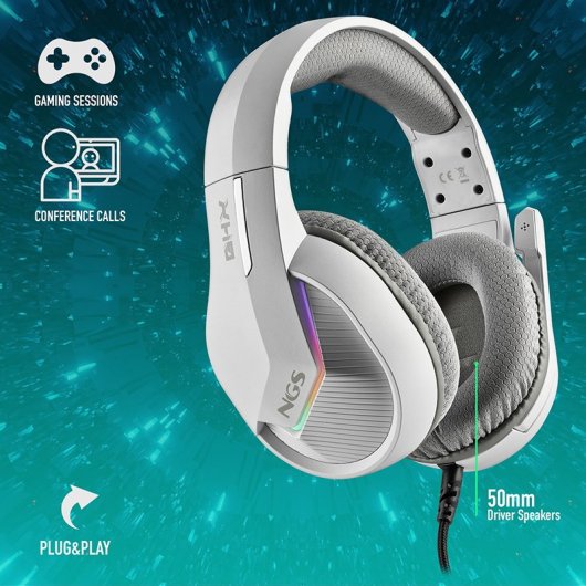 NGS GHX-515 Auriculares Gaming RGB Multiplataforma Blancos