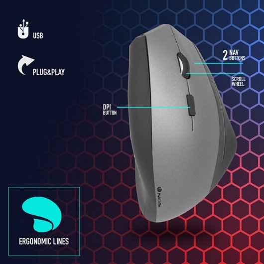 NGS Evo Zen Rato Ergonómico Vertical Sem Fios 1600DPI