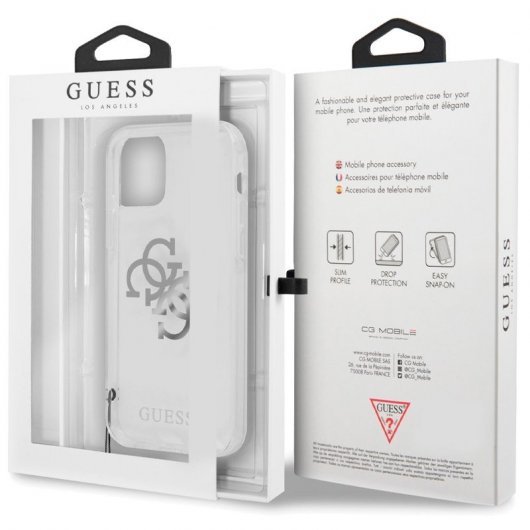 Cool Funda Lincencia Guess Logo para iPhone 12 Pro Max + Colgante Plateado