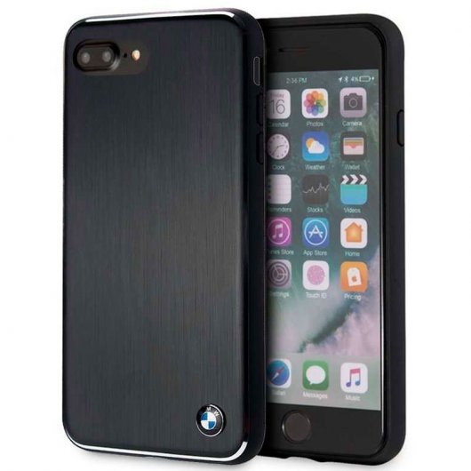 Cool Funda Licencia BMW Aluminio Negra para iPhone 6 Plus/7 Plus/8 Plus