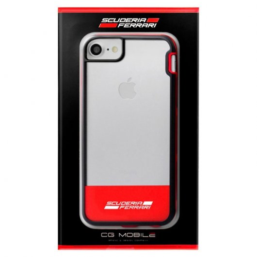 Cool Funda Licencia Ferrari Transparente Negro Rojo para iPhone 7 / 8 / SE (2020)