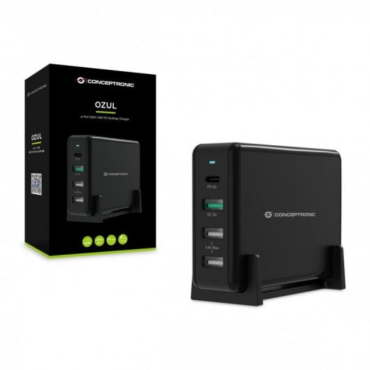 Conceptronic OZUL01B Ladegerät für Mobilgeräte Universal Schwarz AC Schnellladung Drinnen