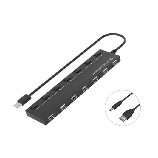 Conceptronic HUBBIES08B Schnittstellen-Hub USB 2.0 480 Mbit/s Schwarz