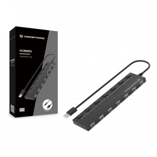 Conceptronic HUBBIES08B Schnittstellen-Hub USB 2.0 480 Mbit/s Schwarz