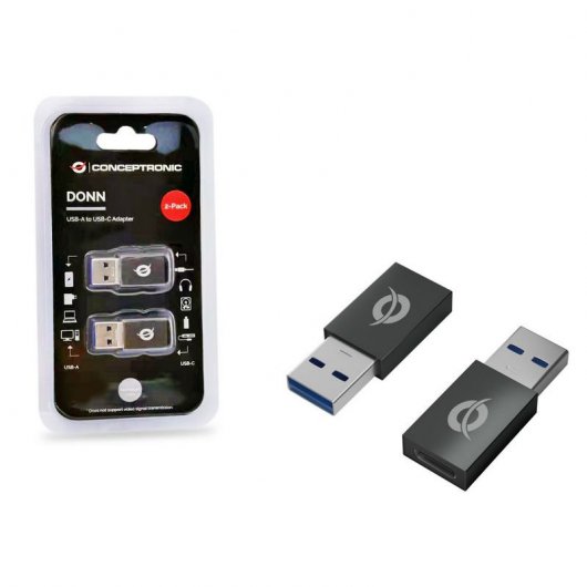 Conceptronic DONN Pack 2 Adaptadores OTG USB-A 3.0 Macho a USB-C Hembra
