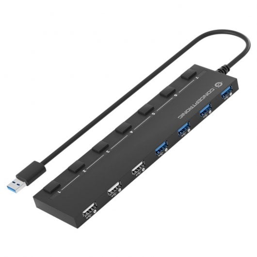 Conceptronic HUBBIES09B Schnittstellen-Hub USB Typ-A 5000 Mbit/s Schwarz
