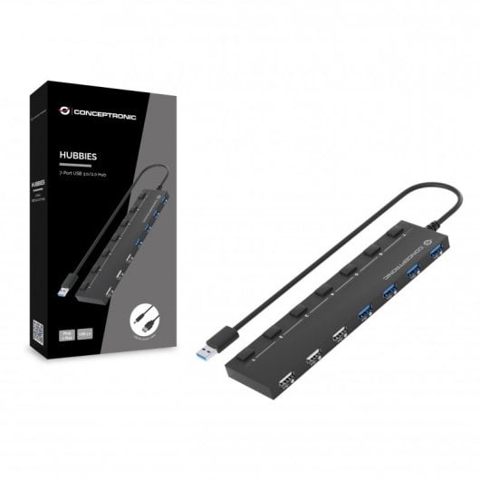 Conceptronic HUBBIES09B Schnittstellen-Hub USB Typ-A 5000 Mbit/s Schwarz