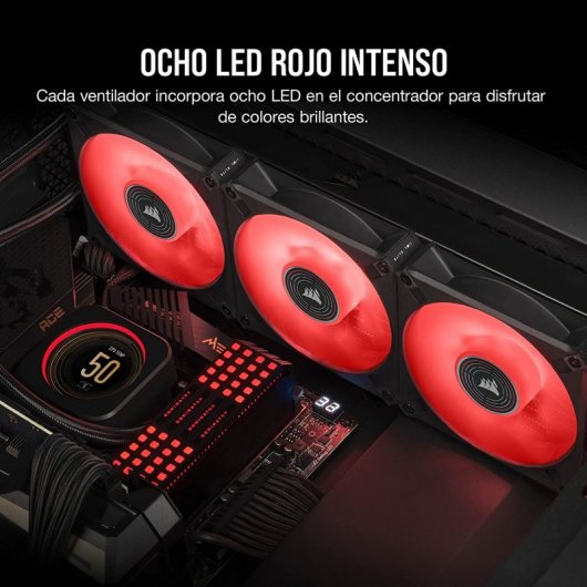 Corsair ML140 LED ELITE Premium Ventilador PWM de Levitación Magnética 140mm Rojo
