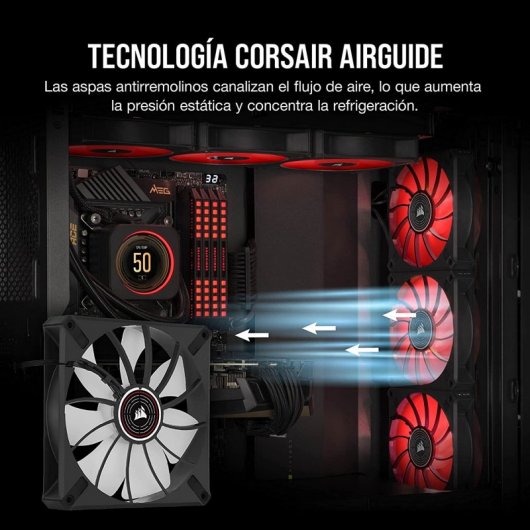 Corsair ML140 LED ELITE Premium Ventilador PWM de Levitación Magnética 140mm Rojo