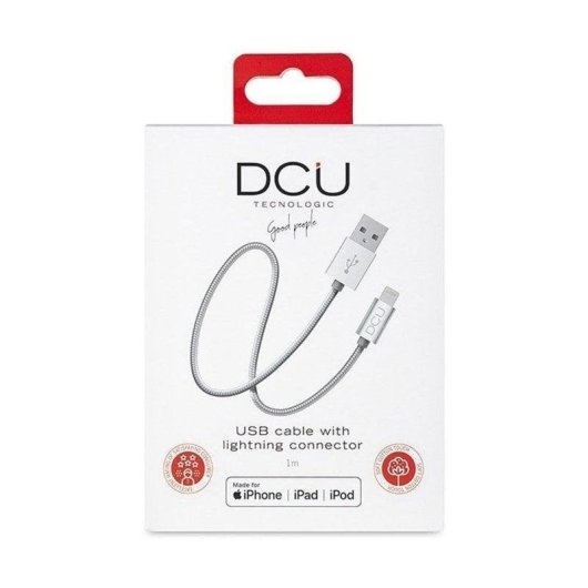 Câble Lightning DCU Tecnologic 1m Argent Tréssé USB 2.0 C48 C89