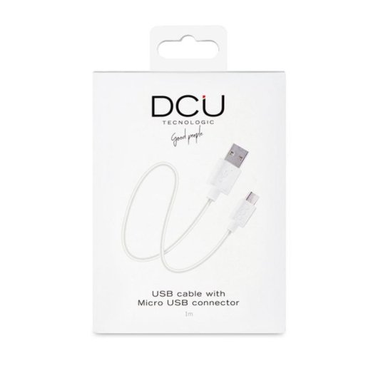Câble USB DCU Tecnologic 30401225 USB 2.0 vers MicroUSB 1m Blanc