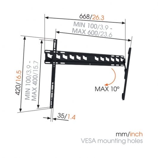Vogels MA4010 TV-Wandhalterung 40"-65" VESA 600x400 Max 60Kg