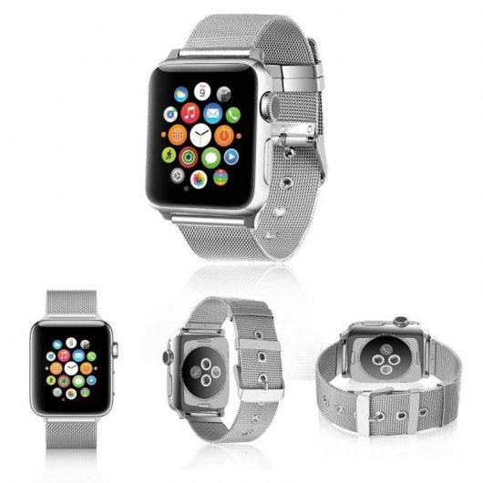 Bracelet en métal argenté cool pour Apple Watch 42/44mm Series 1/2/3/4/5/6/SE