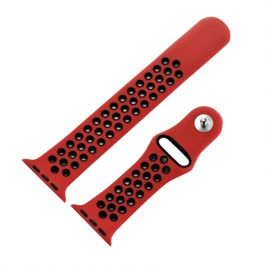 Cool Correa Sport Rojo/Negro para Apple Watch 42/44mm Series 1/2/3/4/5/6/7/SE