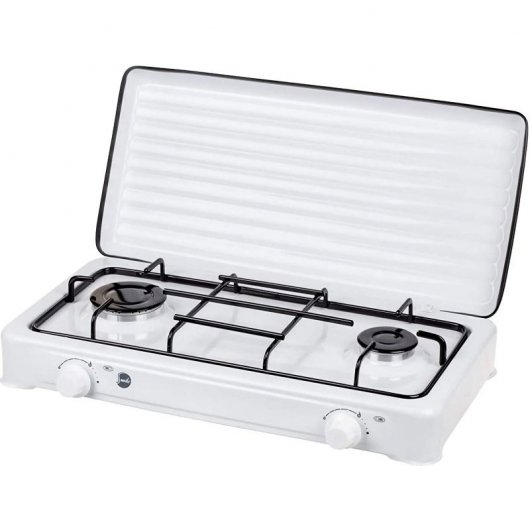 MPM KN-02/1K Fornello a Gas Portatile 2 Zone Bianco