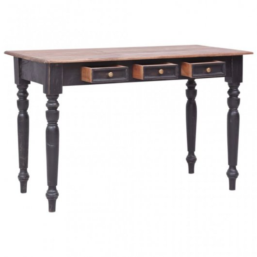 vidaXL Escritorio con 3 Cajones Madera Maciza de Caoba 117x57x75 cm