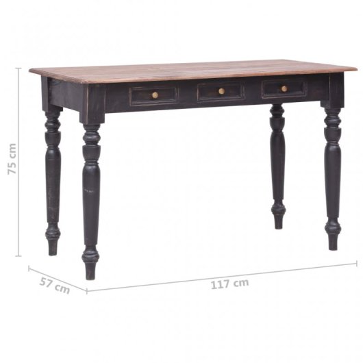 vidaXL Escritorio con 3 Cajones Madera Maciza de Caoba 117x57x75 cm