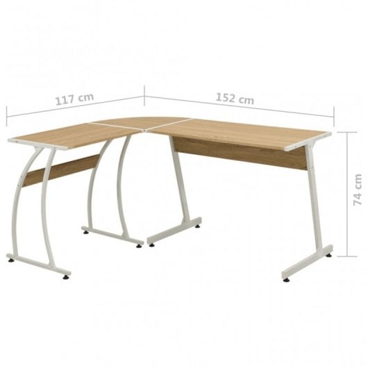 vidaXL Escritorio Esquinero en Forma de L Roble 152x117x74cm