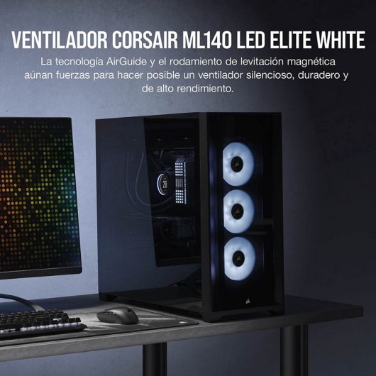 Corsair ML140 LED ELITE Premium 140-mm-PWM-Lüfter mit Magnetschwebetechnik, weiß