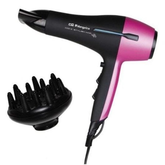 Sèche-cheveux avec Diffuseur Orbegozo SE 2320 2200W 3 Températures 2 Vitesses avec Accessoires Noir Rose