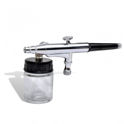 Set aérographe avec réservoir en verre et buses 0,2 / 0,3 / 0,5 mm