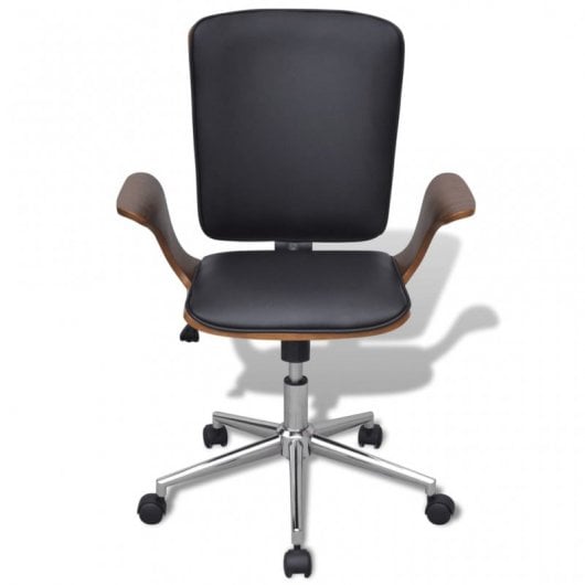 VidaXL chaise de bureau pivotante cuir synthétique bois courbé noir