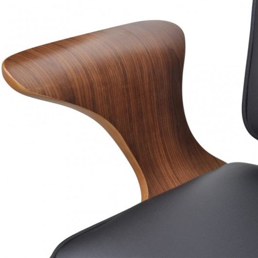 VidaXL chaise de bureau pivotante cuir synthétique bois courbé noir