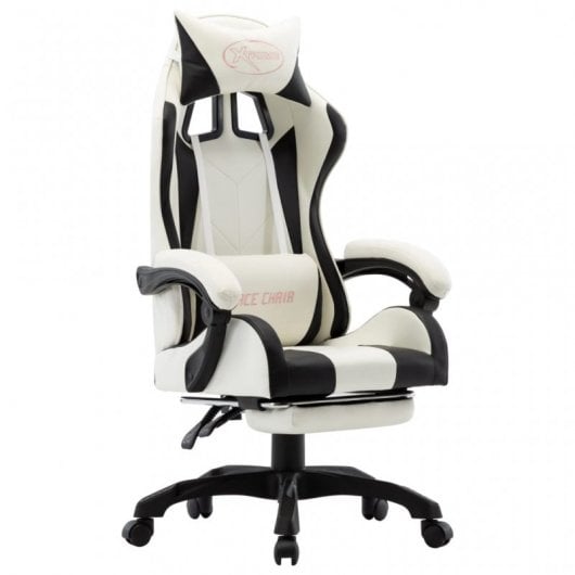 VidaXL Chaise de jeu avec repose-pieds noir/blanc