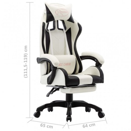 VidaXL Chaise de jeu avec repose-pieds noir/blanc