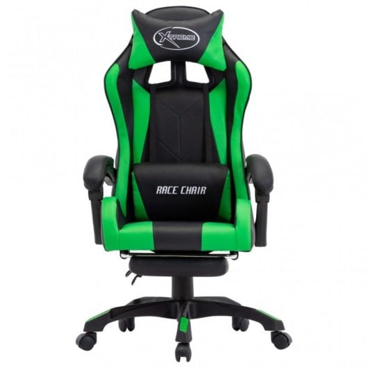 VidaXL Chaise de Gaming avec Repose-Pieds Cuir Synthétique Vert/Noir