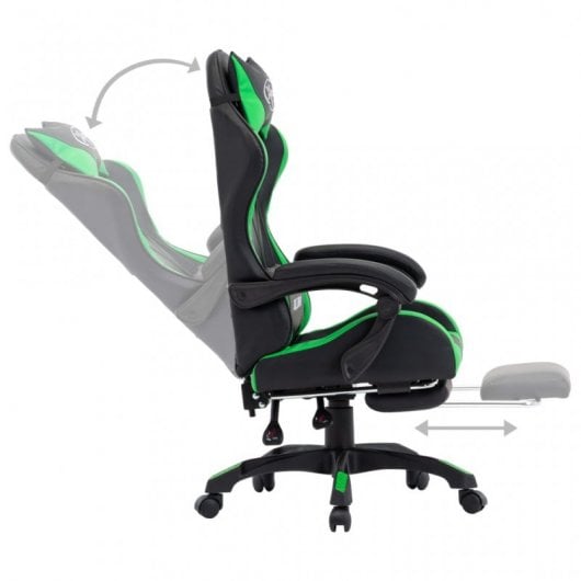 VidaXL Chaise de Gaming avec Repose-Pieds Cuir Synthétique Vert/Noir