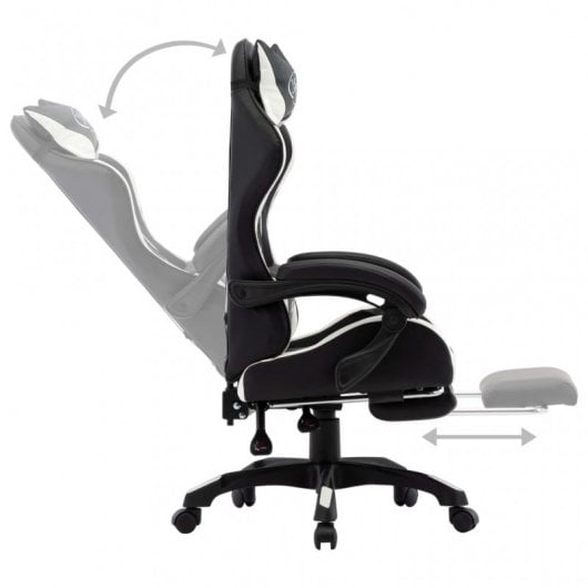 VidaXL Chaise de Gaming avec Repose-Pieds Cuir Synthétique Blanc/Noir