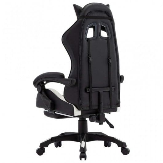 VidaXL Chaise de Gaming avec Repose-Pieds Cuir Synthétique Blanc/Noir