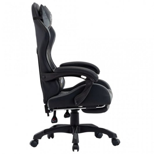 VidaXL Chaise de Gaming avec Repose-Pieds Cuir Synthétique Gris/Noir