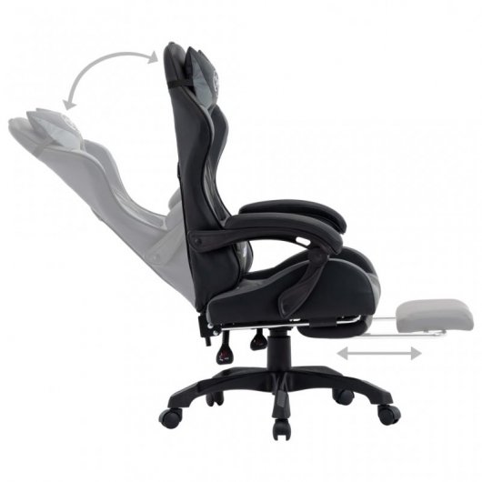 VidaXL Chaise de Gaming avec Repose-Pieds Cuir Synthétique Gris/Noir