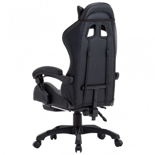 VidaXL Chaise de Gaming avec Repose-Pieds Cuir Synthétique Gris/Noir