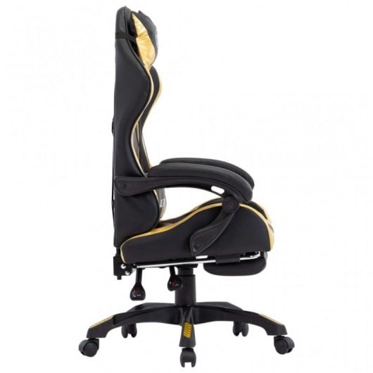 VidaXL Silla Gaming con Reposapiés Cuero Sintético Dorado/Negro