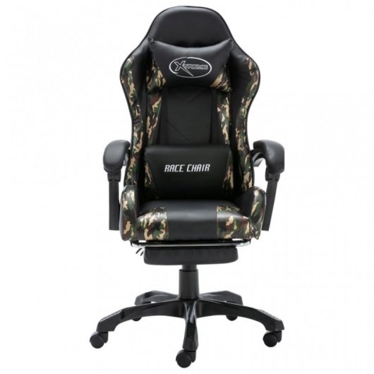 VidaXL Cadeira Gaming com Apoio para Pés Couro Sintético Camuflado